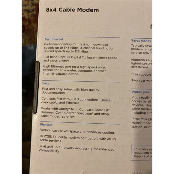 Motorola 8x4 CABLE MODEM Model MB7220 New - Picture 9 of 16